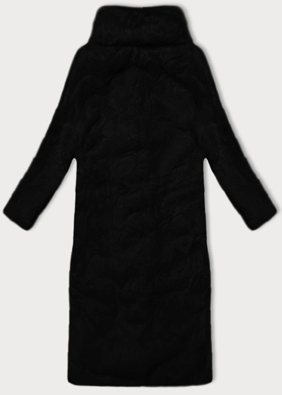 Płaszcz futerko damskie z kołnierzem czarne (WD2332)