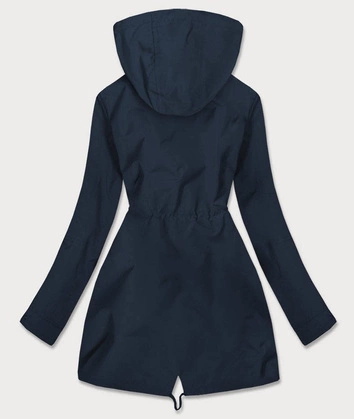 DWUSTRONNA PARKA DAMSKA Z KAPTUREM GRANATOWA W KROPKI (W354-1BIG)