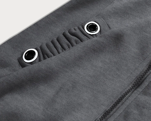 BLUZA DAMSKA Z OZDOBNYM KAPTUREM GRAFITOWA (AMG645-1)