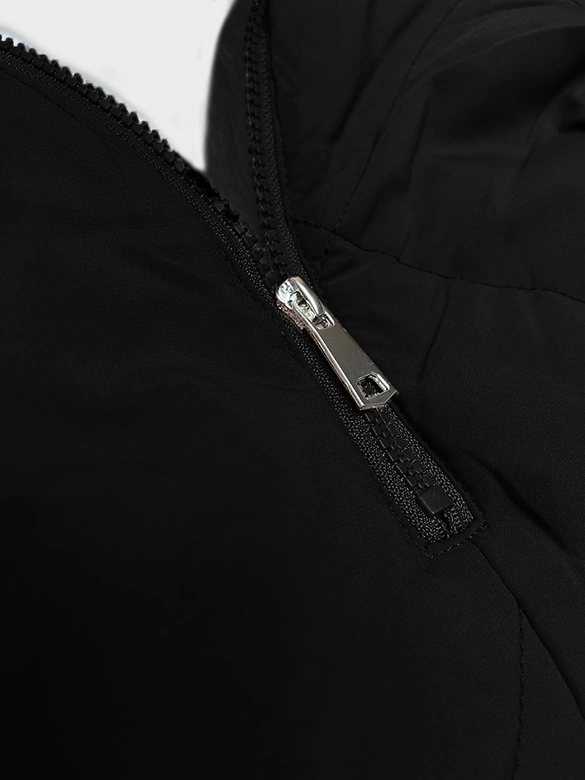 Pikowana kurtka zimowa na futrze Way Mode czarny-czarny (WD202308)