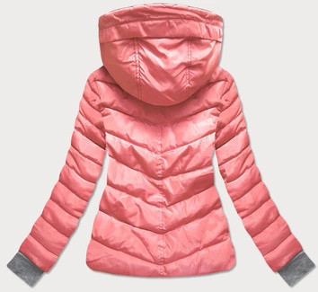 KRÓTKA KURTKA ZIMOWA DAMSKA Z KAPTUREM RÓŻOWA (717ART)