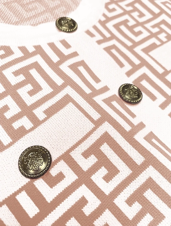 Bluzka z dzianiny z krótkim rękawem beżowa (009)