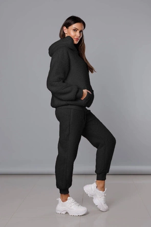 Ciepły komplet dresowy damski miś czarny (YP-1104)