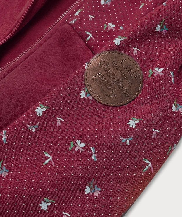 Bluza damska z kwiatuszkami bordowa (AMG828)