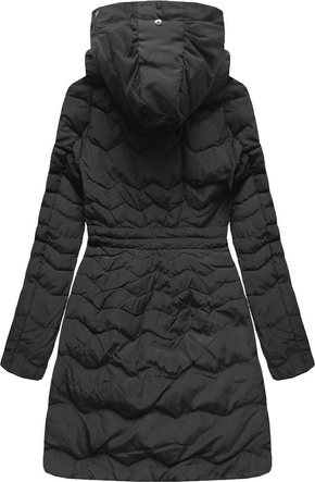 PIKOWANA KURTKA Z PUCHEM NATURALNYM CZARNA (26013)