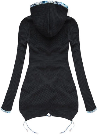 DŁUGA BLUZA Z KAPTUREM CZARNO-ZIELONA (LX100M)