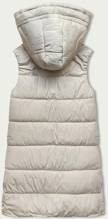 DŁUGA KAMIZELKA DAMSKA BEŻOWO- BRĄZOWA (V772G)