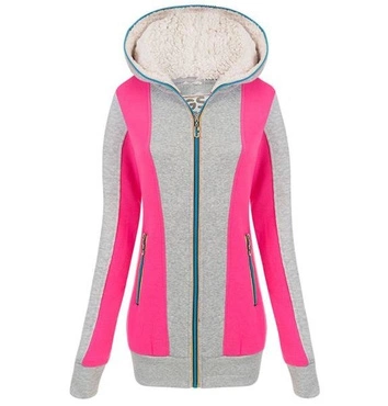 GRUBA BLUZA Z KAPTUREM RÓŻOWA (AY702)