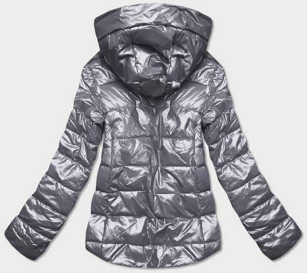 Metaliczna kurtka z kolorową podszewką srebrna (w708)