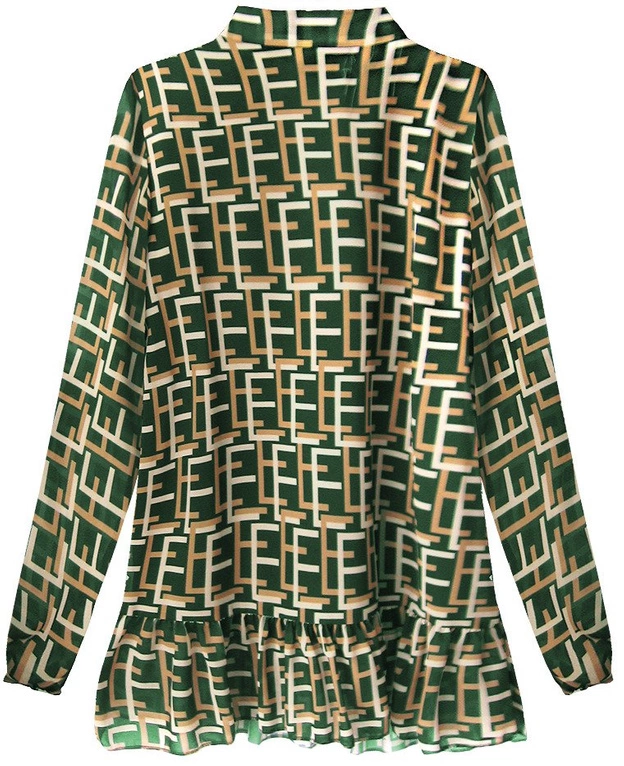 SZYFONOWA BLUZKA Z WIĄZANĄ STÓJKĄ ZIELONA (236ART)