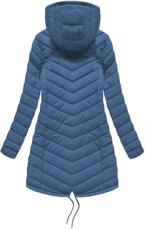 Dwustronna damska kurtka zimowa z kapturem czarno-niebieska (w214big)