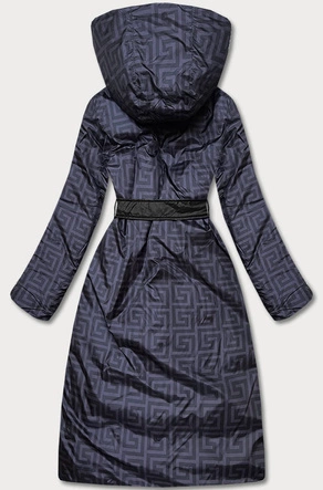 Dwustronna długa kurtka z kapturem czarna (p22-6635-1)