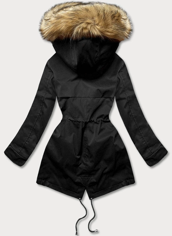 Parka damska z podpinką czarna (m-21201)