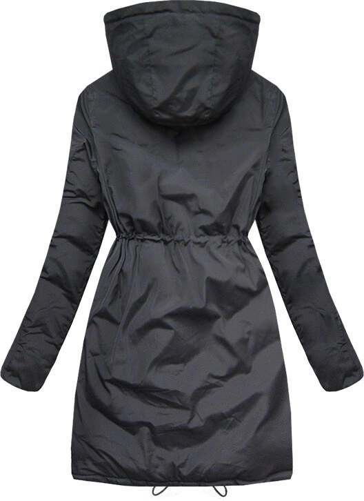 DWUSTRONNA PARKA Z KAPTUREM GRAFITOWO-CZARNA (MODEL16)