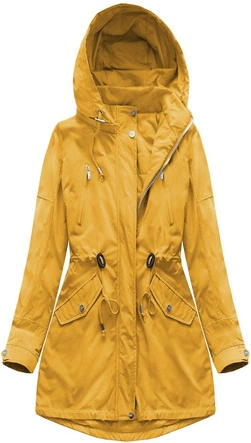 DWUSTRONNA PARKA Z KAPTUREM MUSZTARDOWA (W0232)