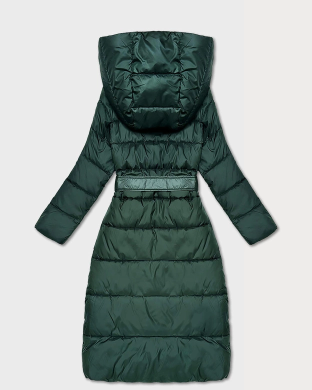 Dwustronna długa kurtka z kapturem zielona (P22-6638-33+33)