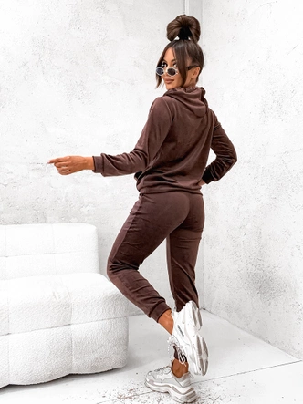 Welurowy komplet dresowy damski czekoladowy (787)