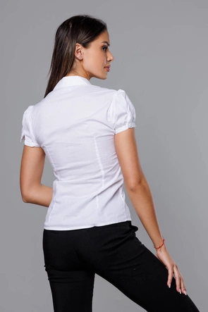 Koszula damska z krótkim rękawem biała (0332#)