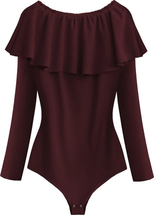 BODY Z DŁUGIM RĘKAWEM BORDOWE (539ART)