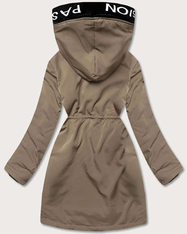 Damska kurtka z futrzaną podszewką beżowa (B8115-12)