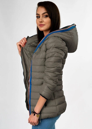 KRÓTKA KURTKA DAMSKA ZIMOWA PIKOWANA KAKAOWA (CX580W)