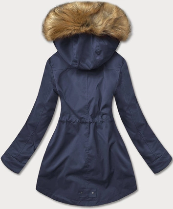 Parka zimowa damska granat-beż (m-21356)