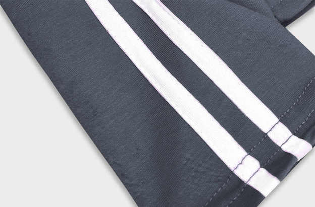 Bawełniane legginsy damskie z lampasami grafitowe (yw06038)