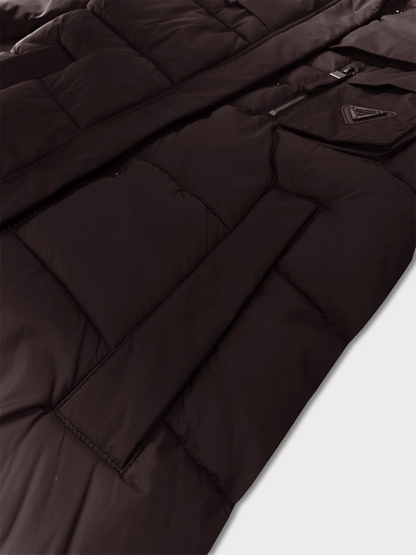 Kurtka zimowa z łączonych materiałów Libland brązowa (7820)