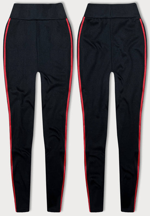 Legginsy sportowe z lampasami czarno-czerwone (YW01052-D1-5)