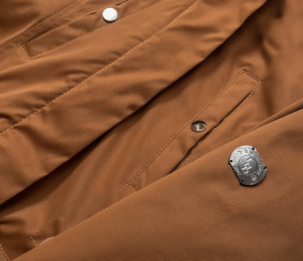Parka zimowa damska karmel-beż (m-21356)