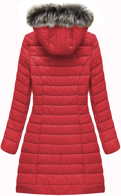 DŁUGA PIKOWANA KURTKA CZERWONA (X7160X)