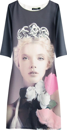 WZORZYSTA SUKIENKA GRAFITOWA (6283)