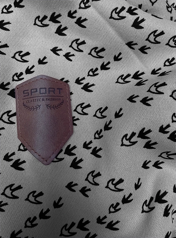 Sportowa bluza z kapturem w jaskółki szara (2309)