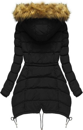 PIKOWANA KURTKA Z KAPTUREM CZARNA (3501W)