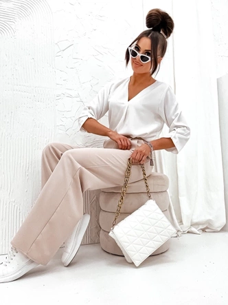 Eleganckie spodnie damskie beżowe (8247)