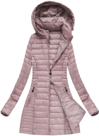 DŁUŻSZA PIKOWANA KURTKA Z KAPTUREM ANTYCZNY RÓŻ (XB7127X)