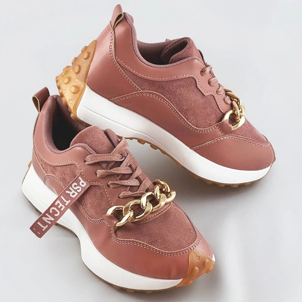 Buty sportowe z łańcuchem różowe (n-206)