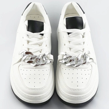 Sportowe buty z łańcuchem damskie biało-czarne (b-545)