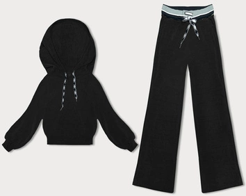 Prążkowany komplet damski czarny (AMG-341A)