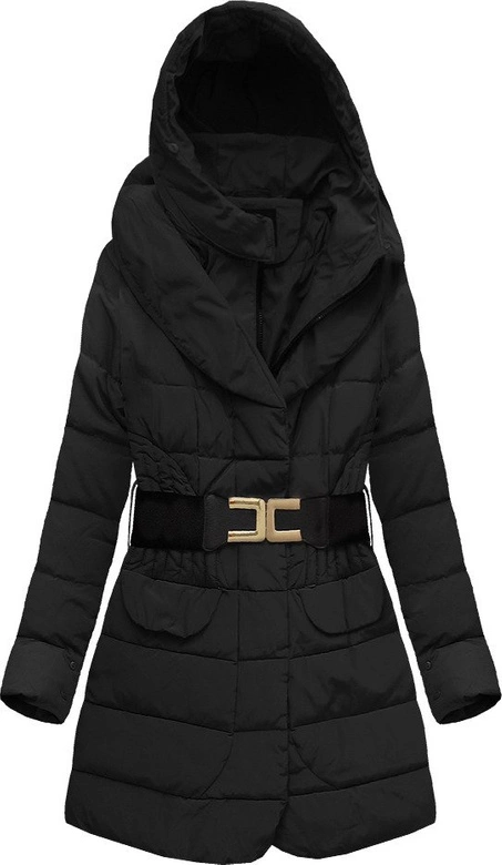 PIKOWANA KURTKA Z PUCHEM NATURALNYM CZARNA (X1212X)