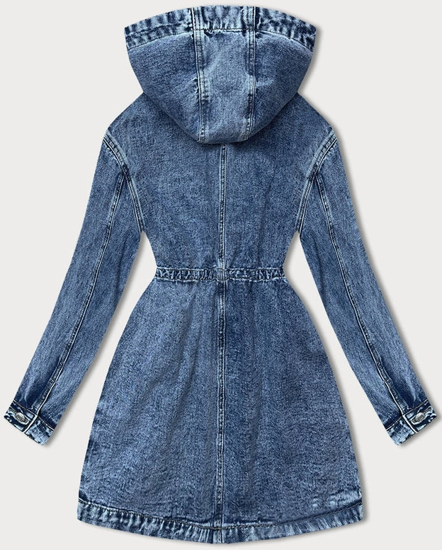 Narzutka jeansowa z kapturem niebieska (POP7011-K)