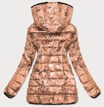 BŁYSZCZĄCA DWUSTRONNA KURTKA DAMSKA ZŁOTA (B9543-13)