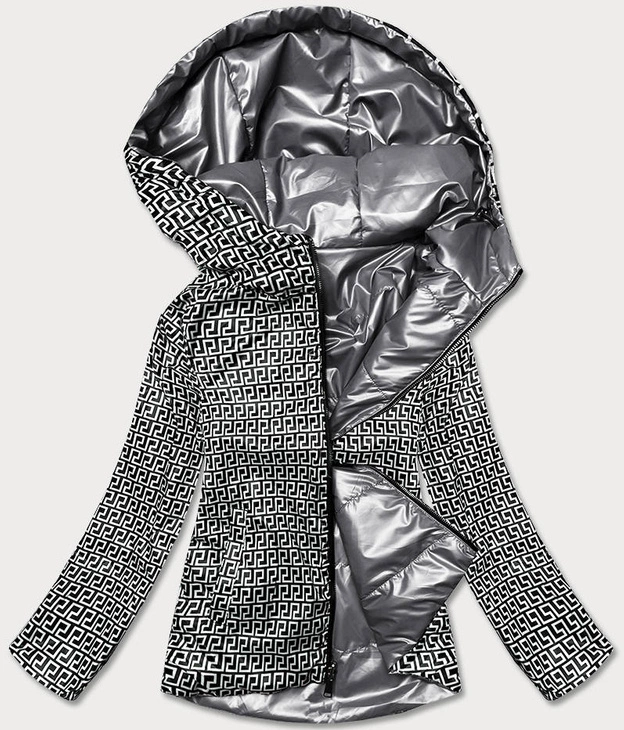 Dwustronna kurtka damska z kapturem szara (br9795-70)