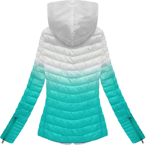 PIKOWANA KURTKA OMBRE BIAŁO-MIĘTOWA (XR7112X)