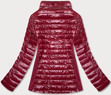 Błyszcząca kurtka damska ze stójką bordowa (7210-67)