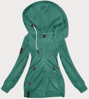 Rozpinana bluza damska ze ściągaczami turkusowa (2306)