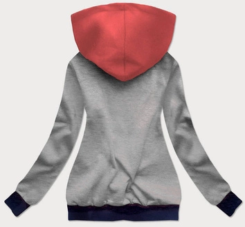 DWUKOLOROWA BLUZA DRESOWA DAMSKA SZARO-ŁOSOSIOWA (AMG810)