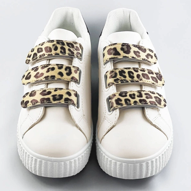 Sportowe buty damskie na rzepy białe (m-973)