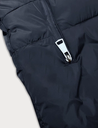 Asymetryczna kurtka damska granatowa (2M-21113)