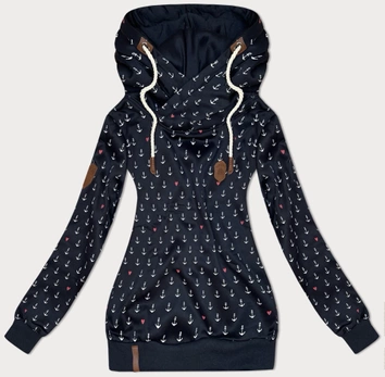 Wzorzysta bluza damska ciemny granat (2304)